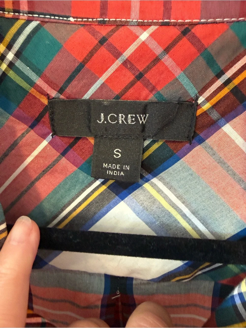 J. Crew Red Plaid Ruffle-Collar Button-Down Shirt